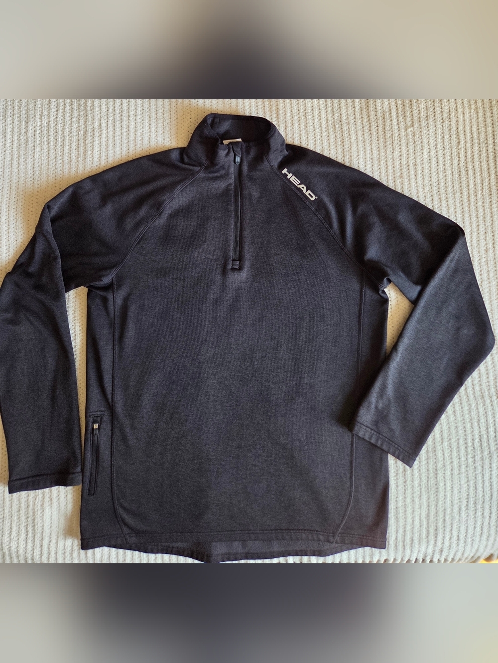 HEAD Menβs 1/4 Zip Pullover L Black Athletic Fleece Running Jacket - Picture 4 of 11